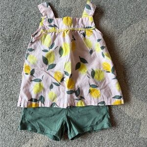 Lemon Print Tank with Green Shorts